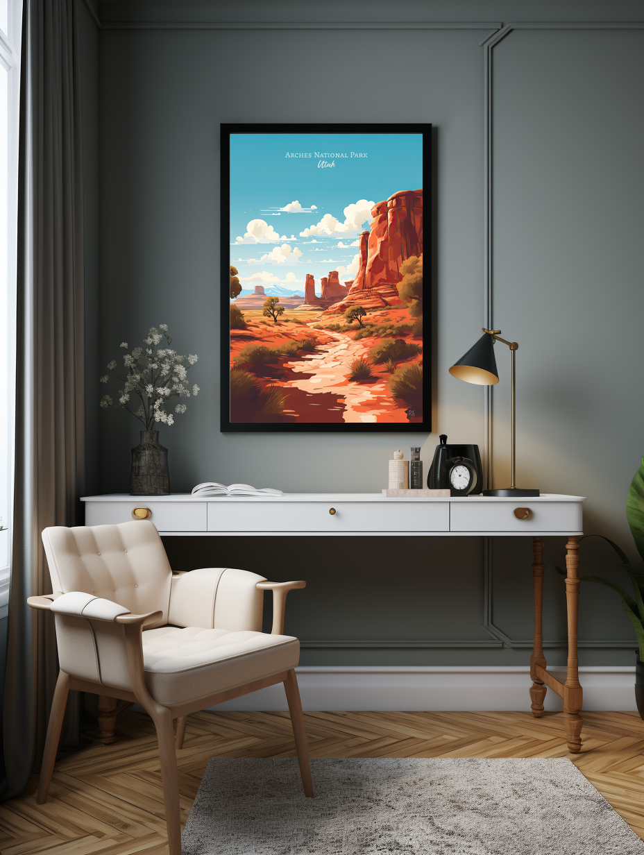 Hiking at Arches National Park | Framed Art Print | Decor