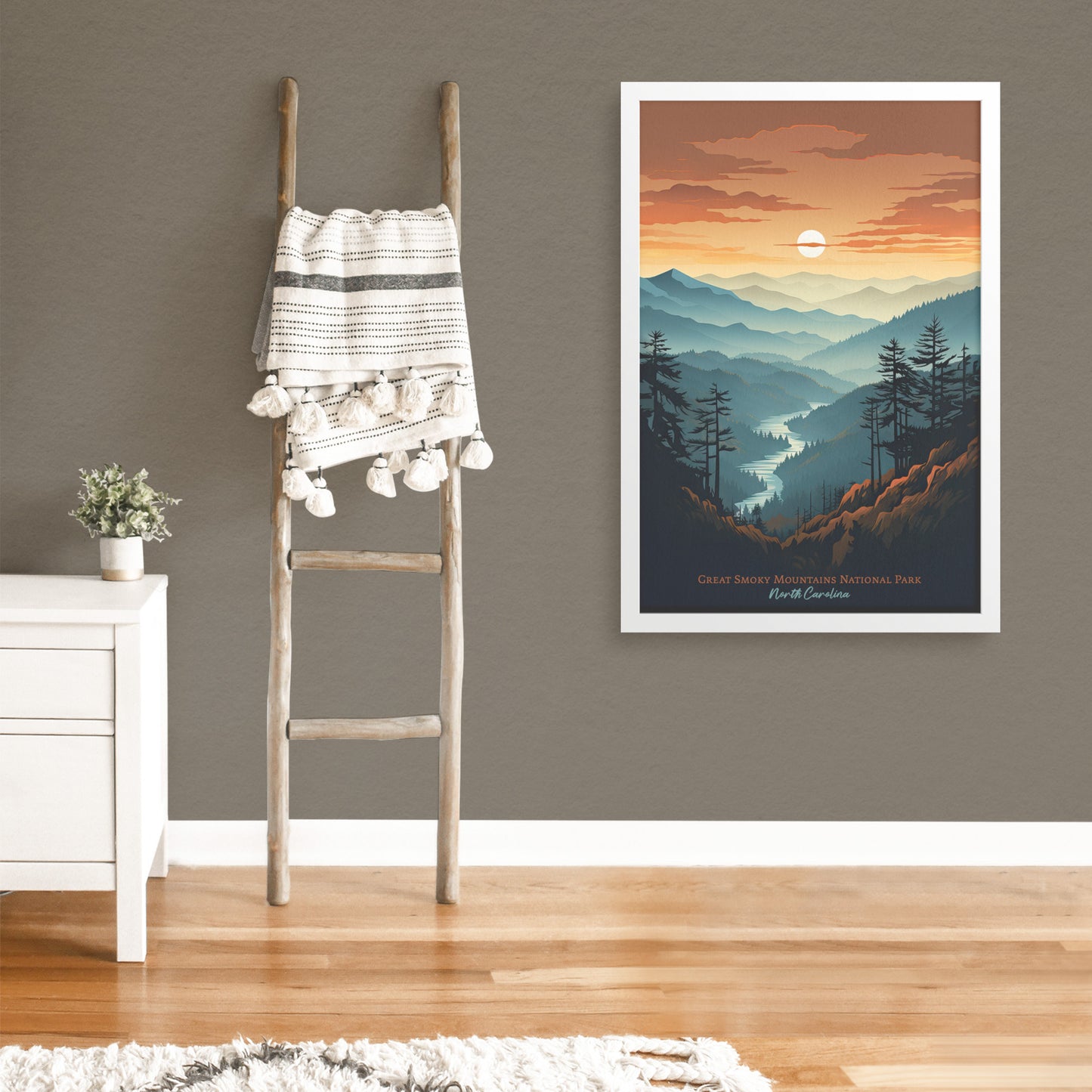 Colorful Sunrise At The Great Smoky Mountains | Framed Art Print | Decor