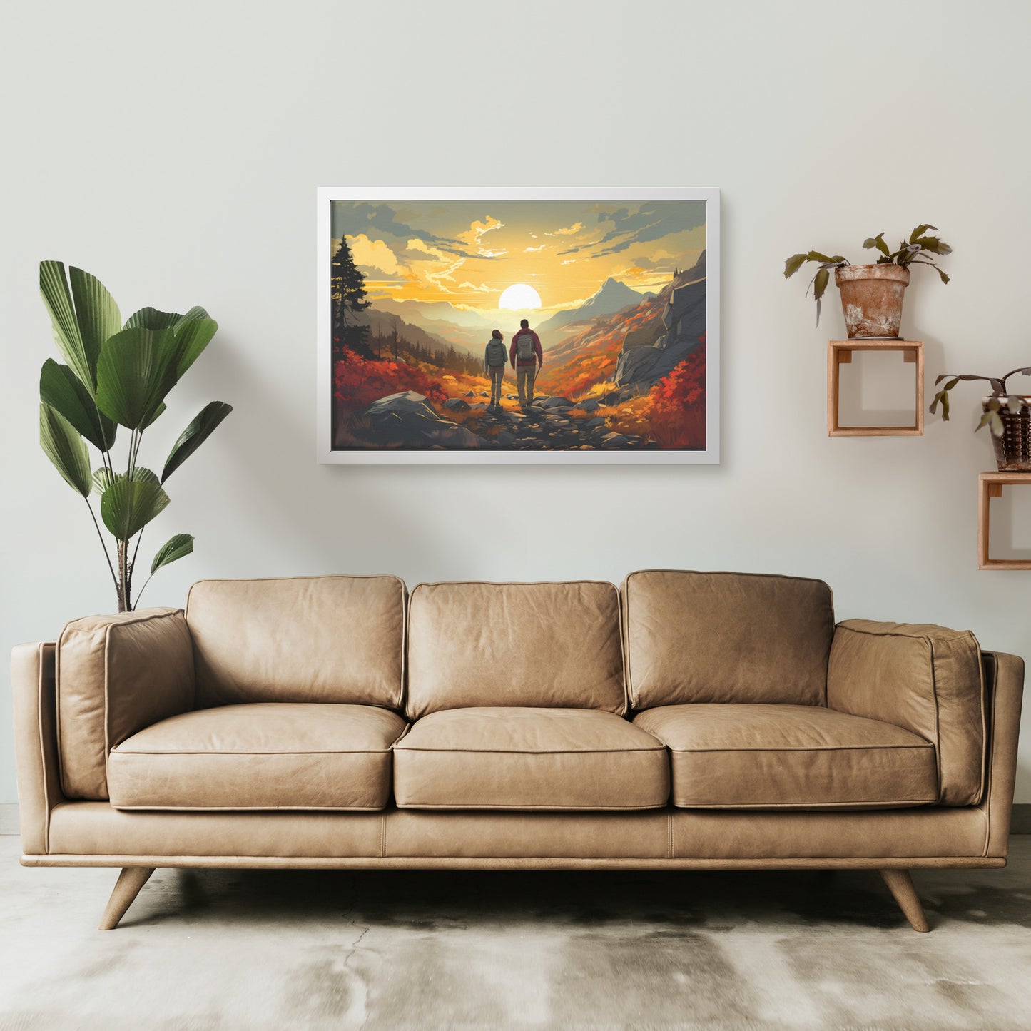 Hiking Together Rectangular Framed Art Print |Home Decor