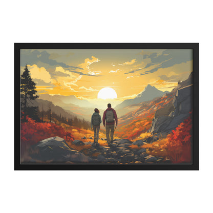 Hiking Together Rectangular Framed Art Print |Home Decor