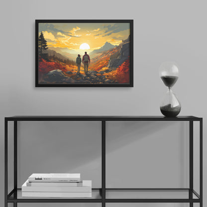 Hiking Together Rectangular Framed Art Print |Home Decor