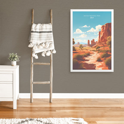 Hiking at Arches National Park | Framed Art Print | Decor