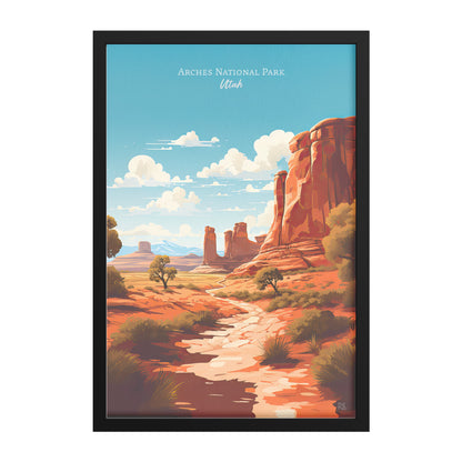 Hiking at Arches National Park | Framed Art Print | Decor