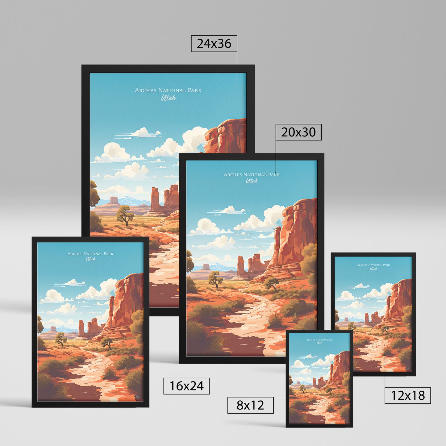 Hiking at Arches National Park | Framed Art Print | Decor